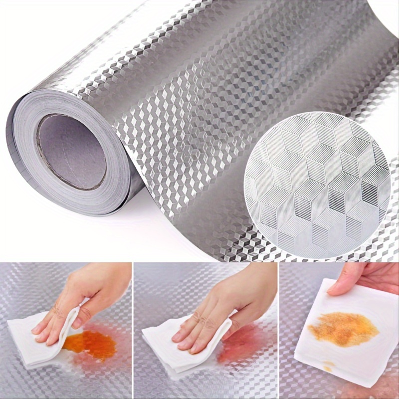 1 Roll of Waterproof & Oil-Resistant Kitchen Stickers - Self-Adhesive, High Temperature Resistant, Drawer & Wall Backboard Liners with Checkered Pattern for Home Improvement, Kitchen Backsplash Liner | Checkered Pattern Liner | Selfadhesive Backing