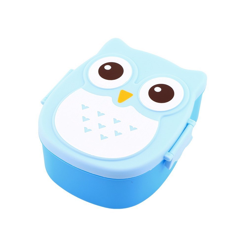 Portable Lunch Box Featuring a Cartoon Owl Design, Made of Safe Plastic, Ideal for Picnics And Students, Complete with Compartments.,Back to School