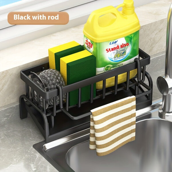 3-in-1 Kitchen Sink Organizer with Dish Rack, Sponge Holder & Soap Dispenser - Space-Saving Plastic Storage for Dishes, Utensils, and Cleaning Supplies, Dish Drying Rack for Kitchen Counter, Utensil Storage, Modern Kitchenware, Durable Plastic