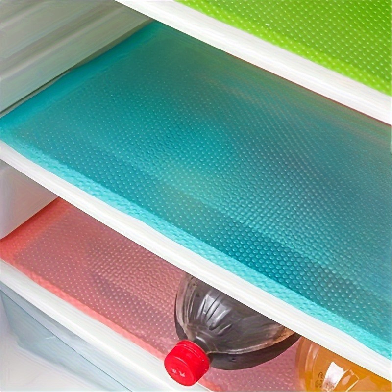 4pcs Premium Refrigerator Liners - Customizable Mats for Cabinets And Dining Tables, Washable, Waterproof, And Resistant to Oil for a Tidy Kitchen - Durable, Slip-Resistant,, Ideal for Shelves, Freezers, And Cabinets, Without Battery