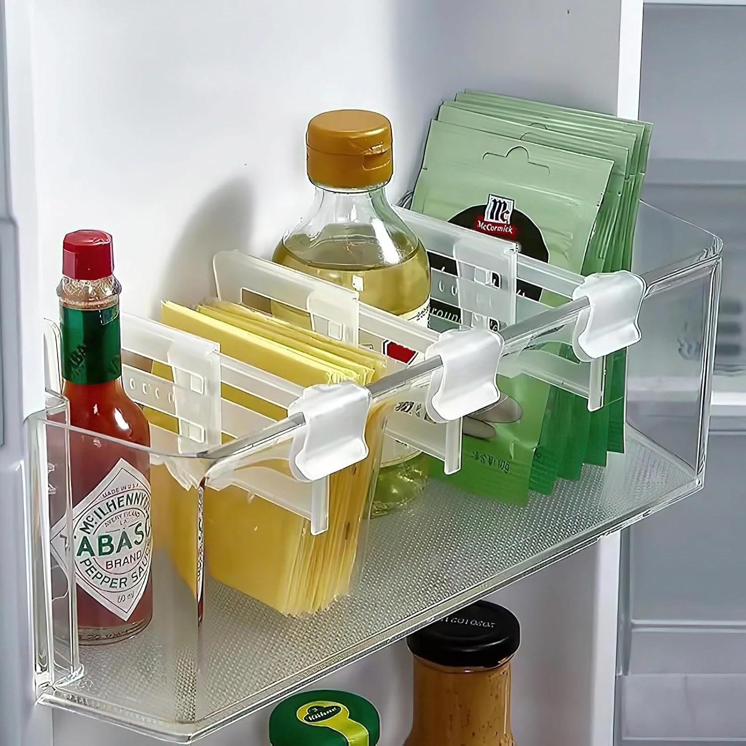 1/5/10/20pcs Adjustable Snap-on Refrigerator Space Dispenser for Beverages and Sauces, Expandable Partition for Refrigerator Partition Organizer, Side Door Storage Space, Maximizes Freezer Storage Space, Keeps Items Well Organized