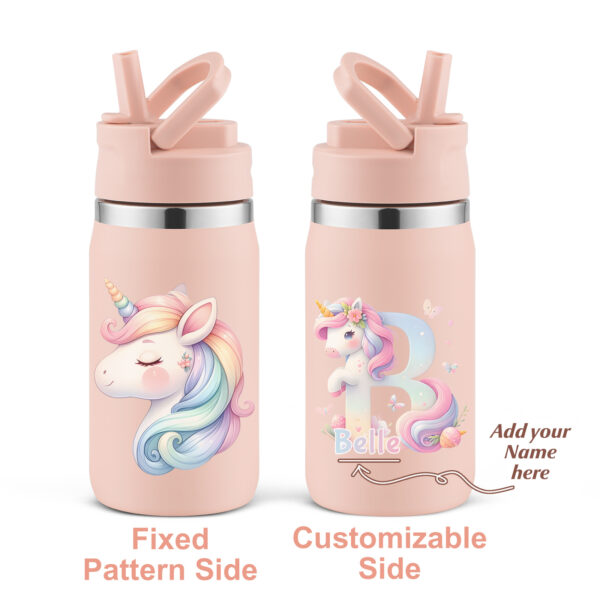 1-pack, Custom 12oz Double-Wall Stainless Steel Insulated Insulated Bottle Bottle with 3D Printed Unicorn Design for Back-to-School Season Gift