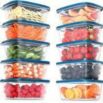 10pcs Clear Plastic Food Storage Containers with Blue Lids - Stackable, Reusable, Perfect for Kitchen Organization - Ideal for Grains, Meats, Fruits, Vegetables - Dishwasher & Microwave Safe