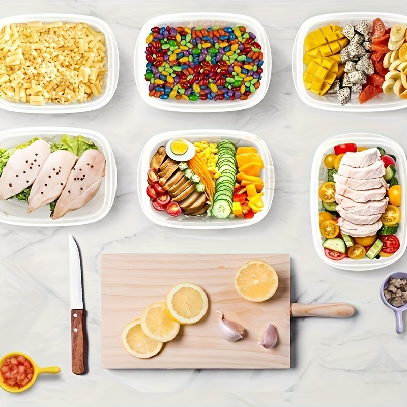 10pcs of Transparent Plastic Food Storage Containers with Blue Lids - Stackable, Reusable, Perfect for Kitchen Organization - Ideal for Grains, Meats, Fruits, Vegetables - Dishwasher and Microwave Safe