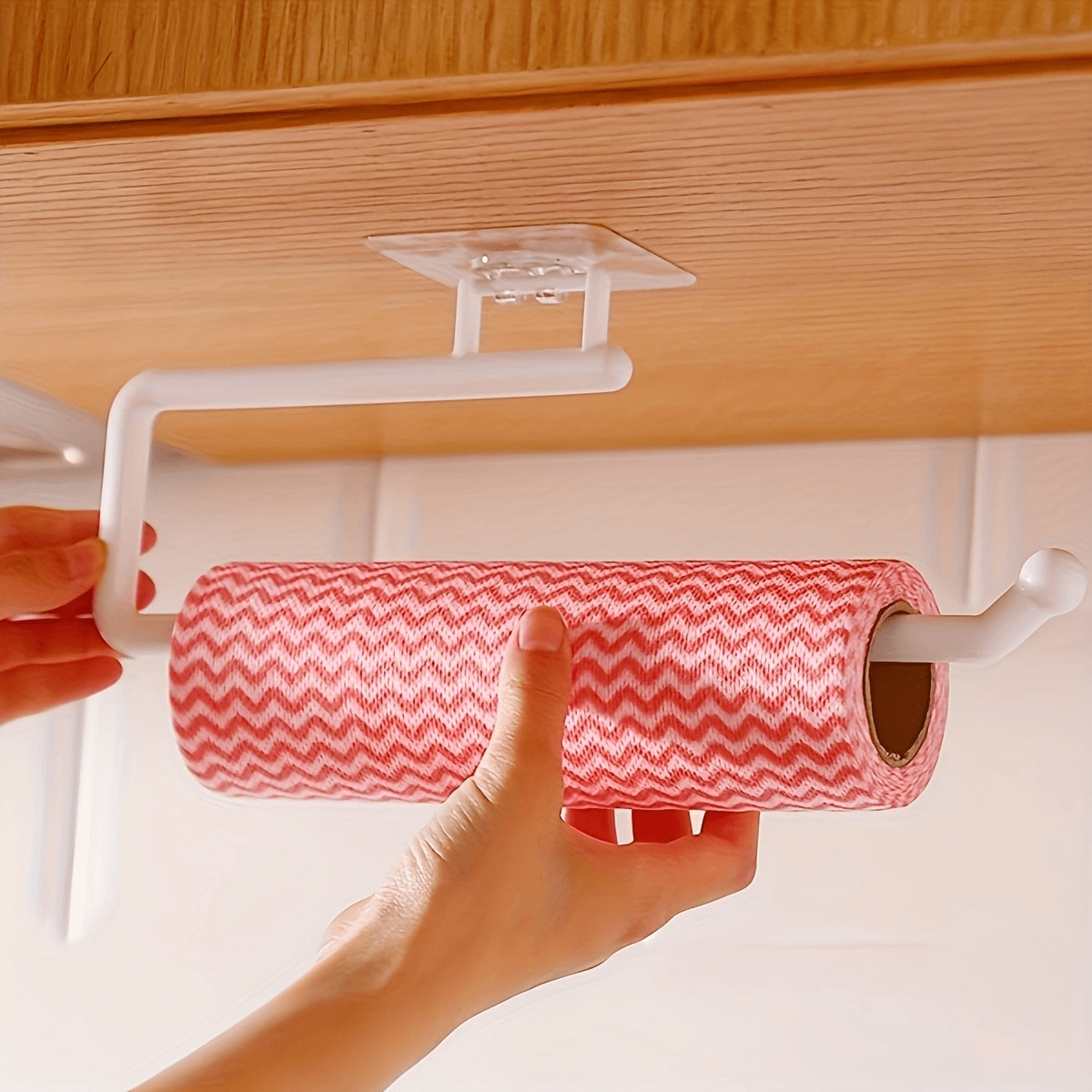 1pc Punch-free Kitchen Paper Towel Rack, Toilet Paper Holder, Paper Roll Rack Hanger, Plastic Film Storage Rack, Rag Storage Rack, Wall-mounted Towel Bar, Kitchen & Bathroom Accessories-Two colors are available - Image 8