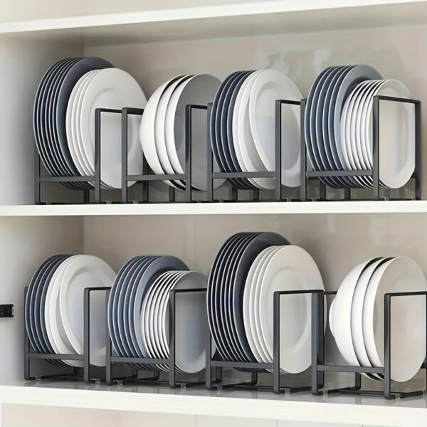 2pcs Space-Saving Stainless Steel Dish Rack - Vertical Plate Holder for Plates, Cutting Boards, and Pot Lids, Kitchen Organizer with 3-Tier Design, Durable Metal Construction, Perfect for Small Kitchens, Dish Drying Rack for Kitchen Counter, Countertop Organizer, Modern Kitchenware, Sturdy Metal Frame