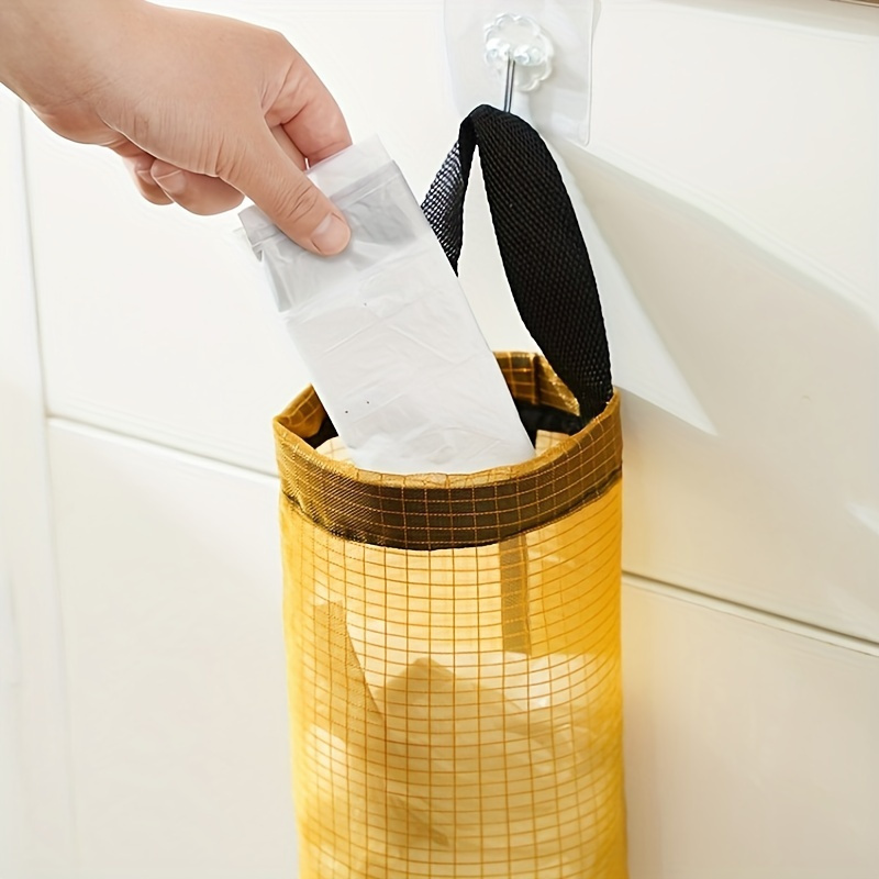 Space-Saving Mesh Plastic Bag Rack - Breathable, Washable, And Foldable - an Ideal Choice for Kitchen Organization.