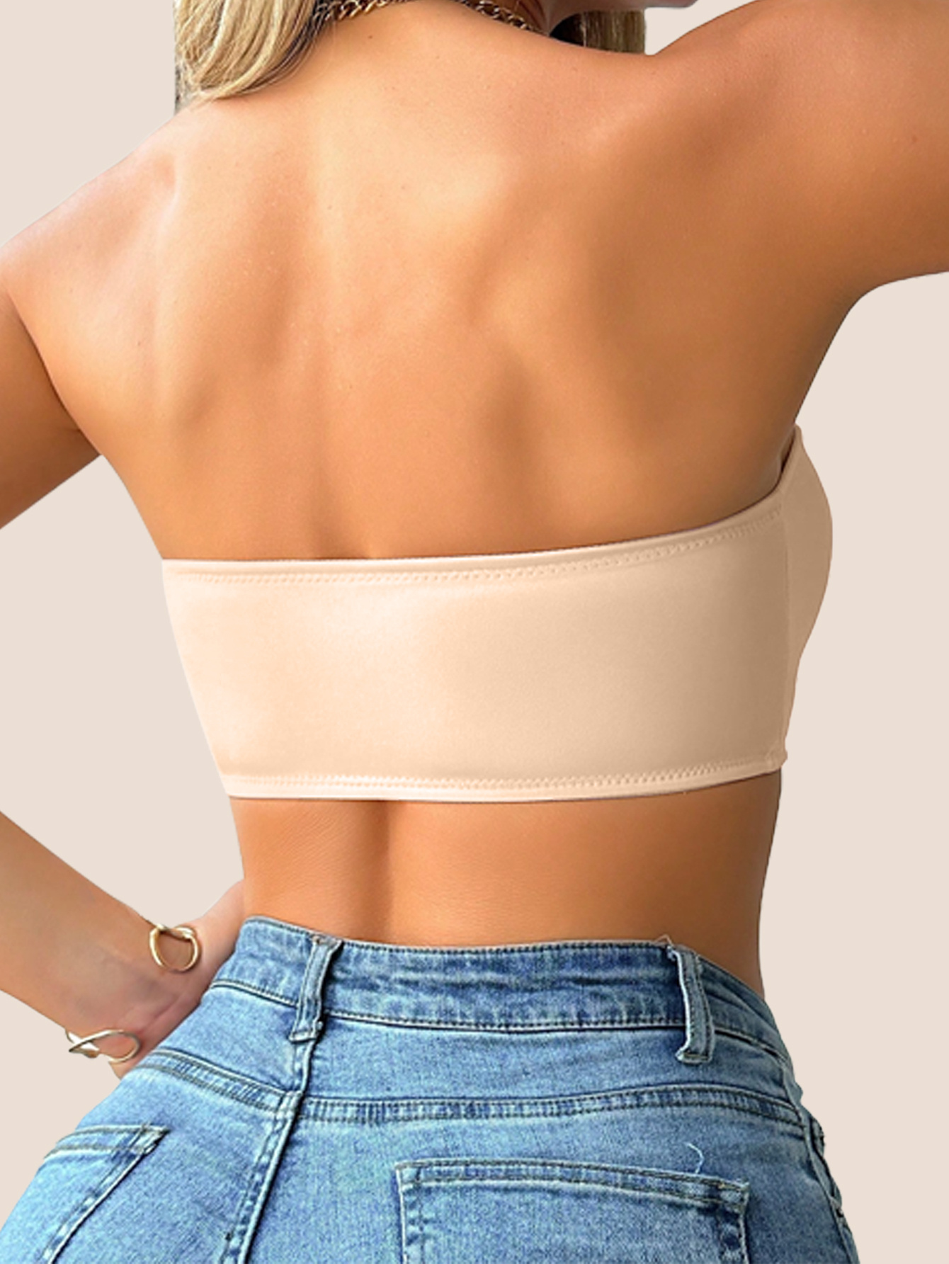 1pc Women's Strapless T-Shirt Bra with Front Clasp & 6-Row Zipper Closure - No Underwire Seamless Full Coverage, Removable Pads Breathable High-Elasticity Soft Pink for Yoga Gym Casual Outfits - All-Season Wear, Gym Tank Top | Fashion Bra | Functional Fashion - Image 6