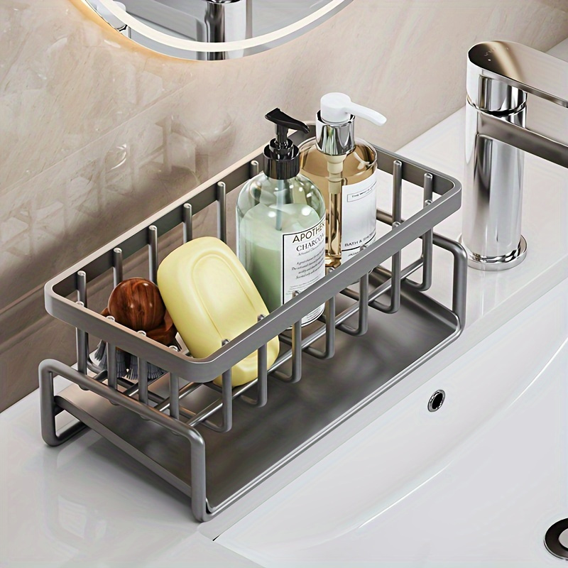 1pc Multifunctional Waterproof Plastic Sink Organizer - Space-Saving Storage for Sponges, Brushes, Towels - Ideal for Kitchen, Bathroom, Outdoor Boxes, Cabinets, Shelves